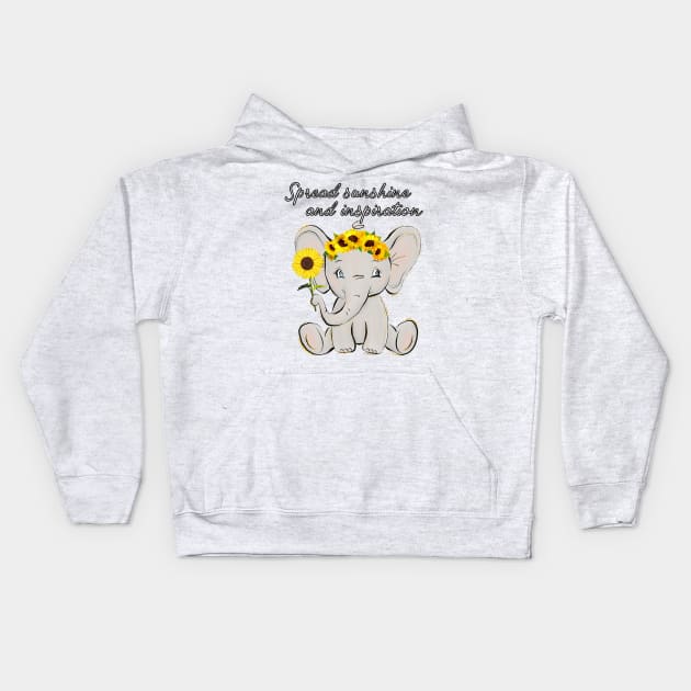 Sunshine and Inspiration Elephant Kids Hoodie by Duckgurl44